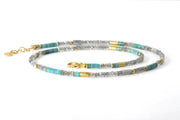 LABRADORITE & TURQUOISE NECKLACE 3MM FAIR TRADE 24K GOLD VERMEIL - Joyla Jewelry
